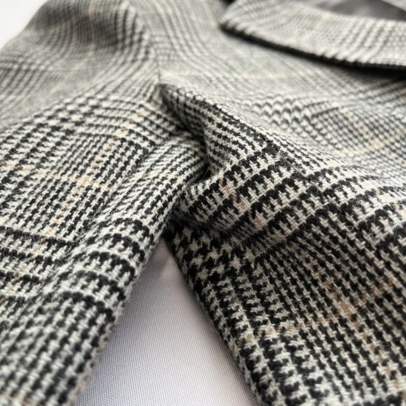 CLUB MONACO HOUDSTOOTH WOOL BLEND SINGLE BREATED MID-LENGTH BLAZER - 2 - Picture 5 of 8